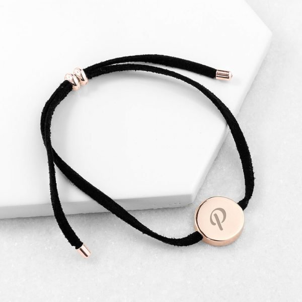 Personalised Always With You Rose Gold & Black Bracelet – Initial