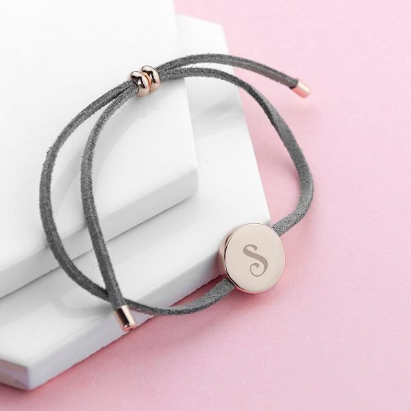 Personalised Always With You Grey & Rose Gold Bracelet – Initial