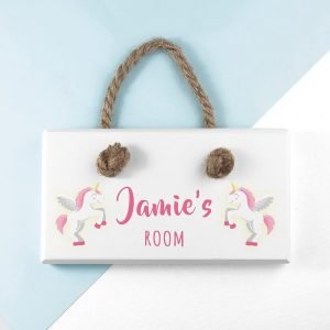 Personalised Wooden Door Sign – Baby Unicorn