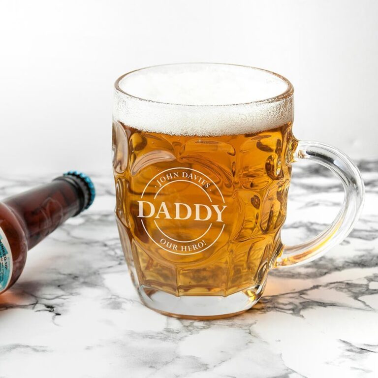 Personalised Beer Glass (Dimple) – Your Message