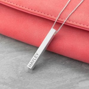 Personalised Matt Vertical Bar Necklace – Name or Message