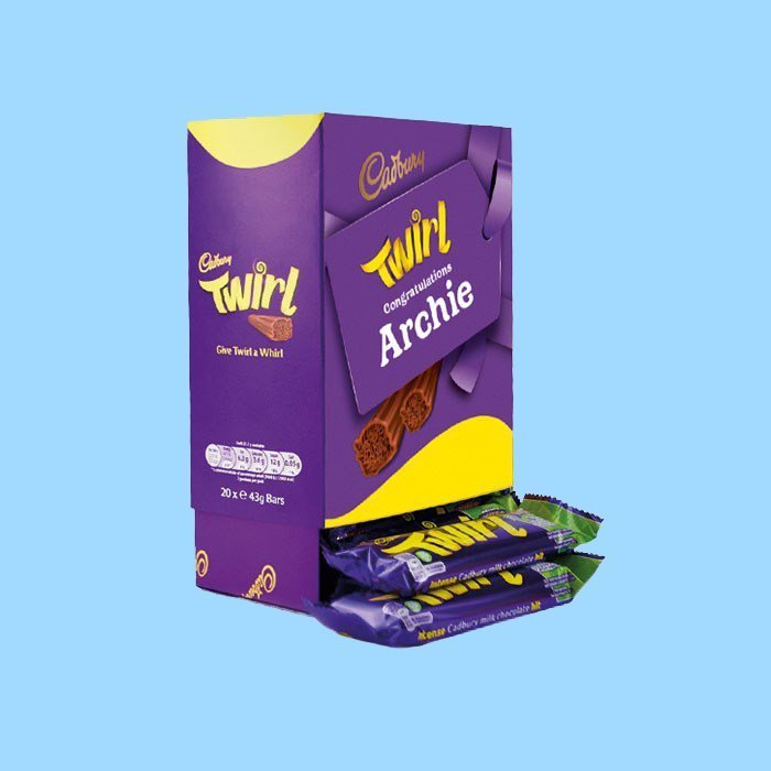 Personalised Box Of Cadbury Twirl Chocolate Bars x20
