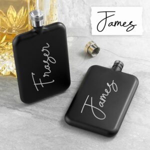 Personalised Faux Leather Hip Flask – Black
