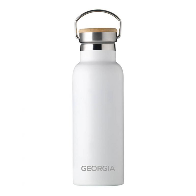 Personalised Insulated Drinks Bottle 500ml – White – Small Personalisation