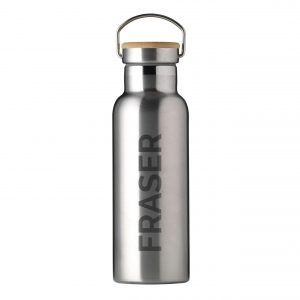 Personalised Insulated Drinks Bottle 500ml – Silver – Large Personalisation