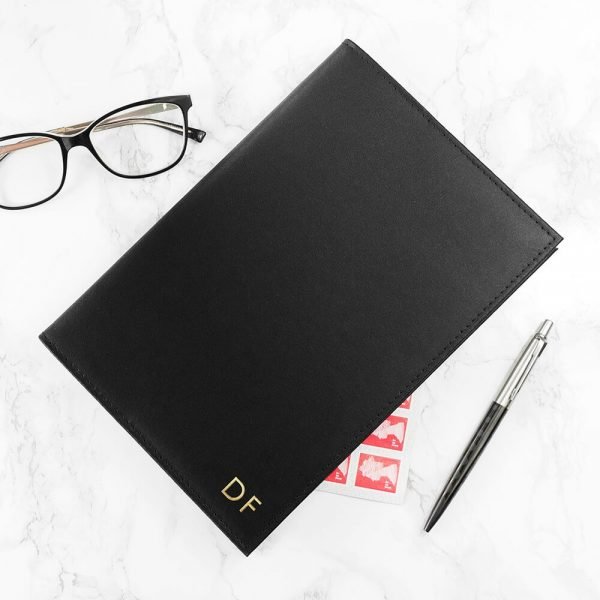 Personalised Refillable Leather Notebook – Black