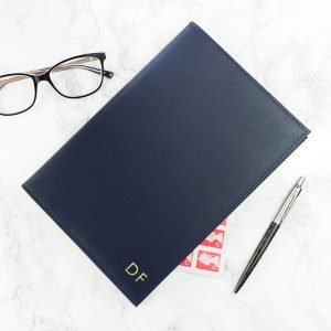 Personalised Refillable Leather Notebook – Navy