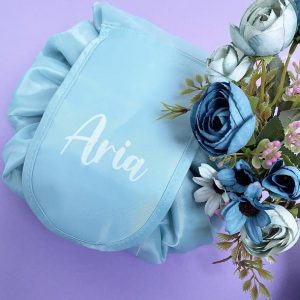 Personalised Drawstring Make Up Bag – Baby Blue