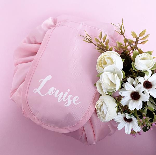 Personalised Drawstring Make Up Bag – Baby Pink