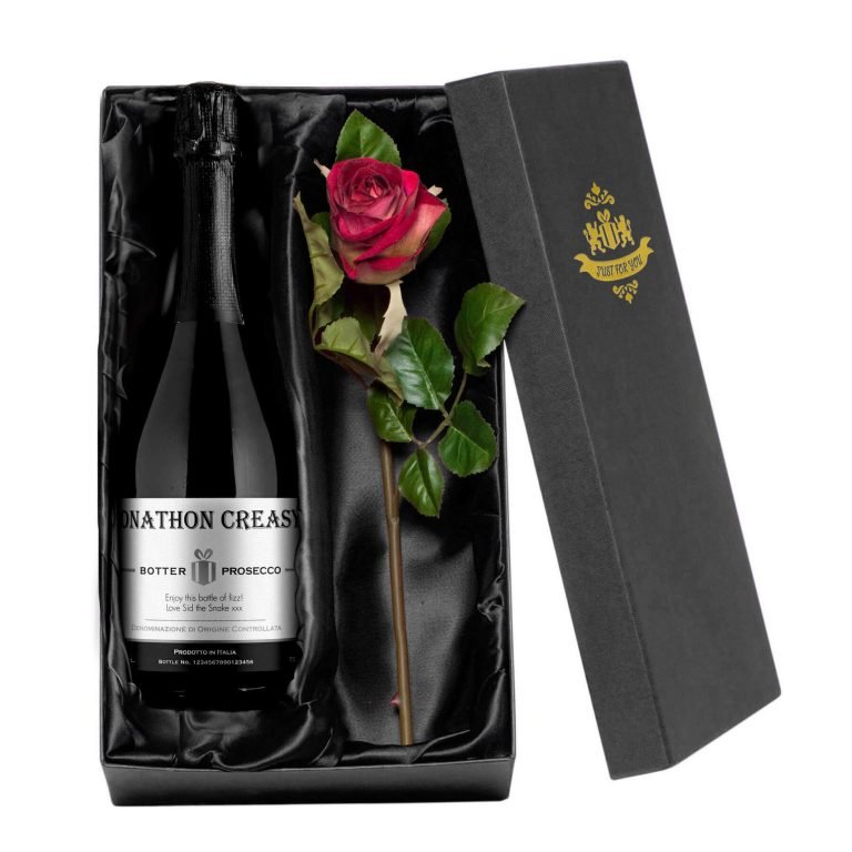 Personalised Prosecco with Contemporary Plain Label – Rose Giftpack