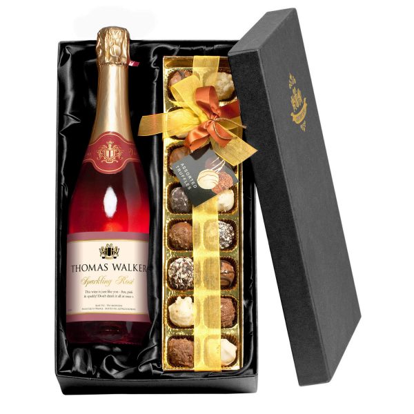 Personalised Sparkling Rosé Wine with Any Occasion Label – Chocolates Giftpack