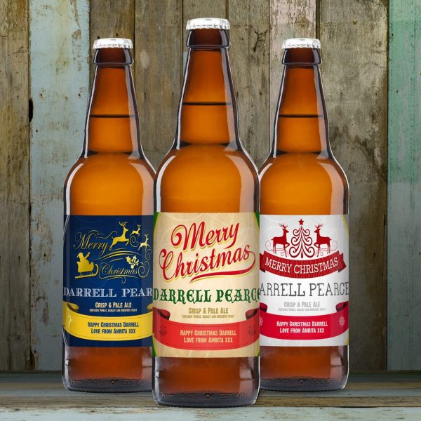 Personalised Beer Triple Pack – Christmas Design label