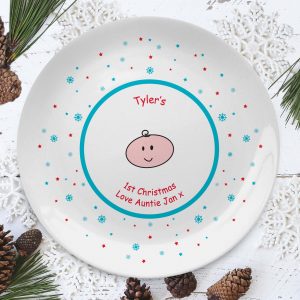 Personalised Baby’s Cartoon 1st Christmas 8″ Coupe Plate