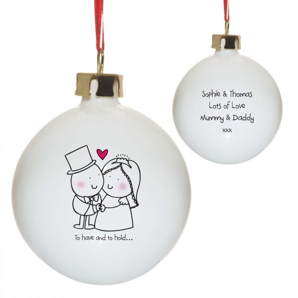 Personalised Chilli & Bubble’s to have and to hold Bauble
