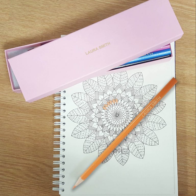 Personalised 12 Colouring Pencils in a White Box