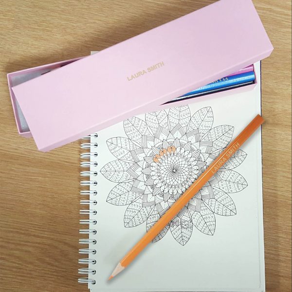 Personalised 12 Colouring Pencils in a Pink Box