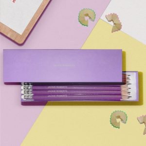 Personalised 12 Purple Glitter Lead Pencils In A Purple Box
