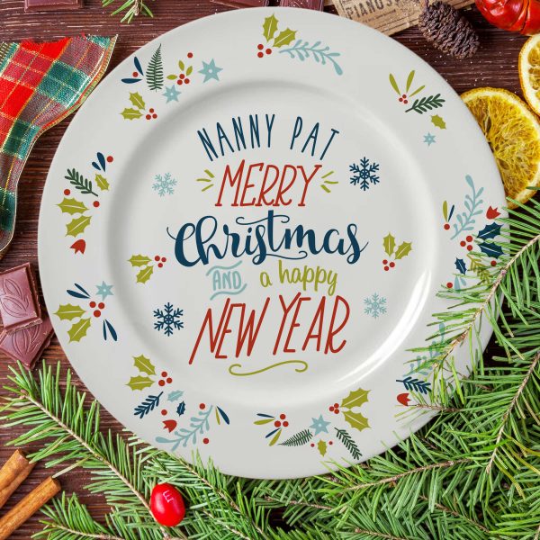 Personalised Wishing You A Merry Christmas Plate