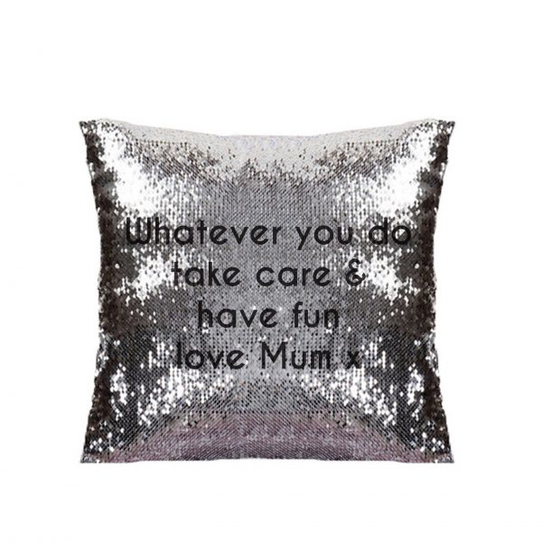 Personalised Secret Message Black Sequin Cushion Cover