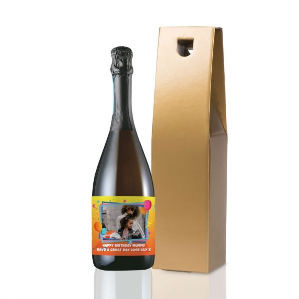 Personalised Colourful Birthday Photo Upload Bottle Of Prosecco