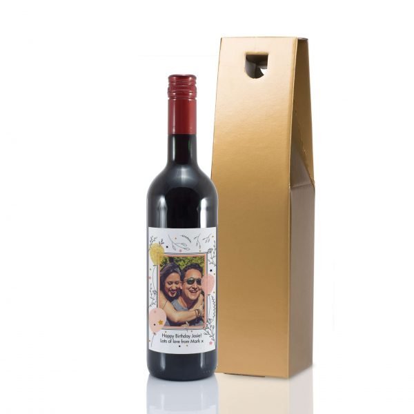 Personalised Floral Birthday Photo Upload Bottle Of Red Wine