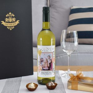 Personalised Floral Birthday Photo Upload Bottle Of White Wine