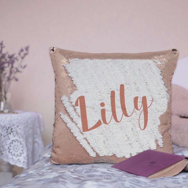 Personalised Rose Gold Secret Message Sequin Cushion Cover