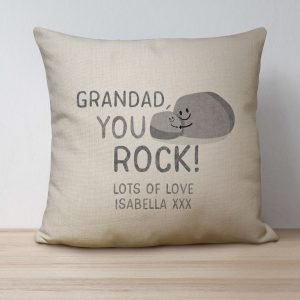 Personalised You Rock Linen Look Cushion