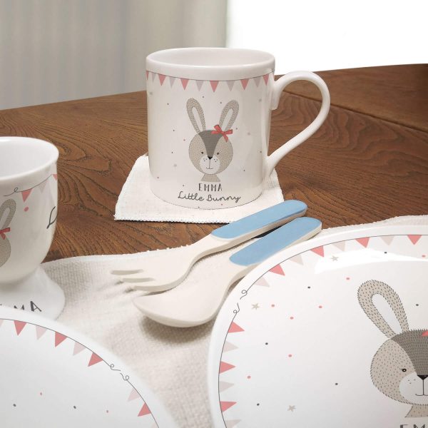 Personalised Little Bunny Pink Breakfast Set