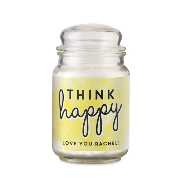 Personalised Think Happy Candle Jar