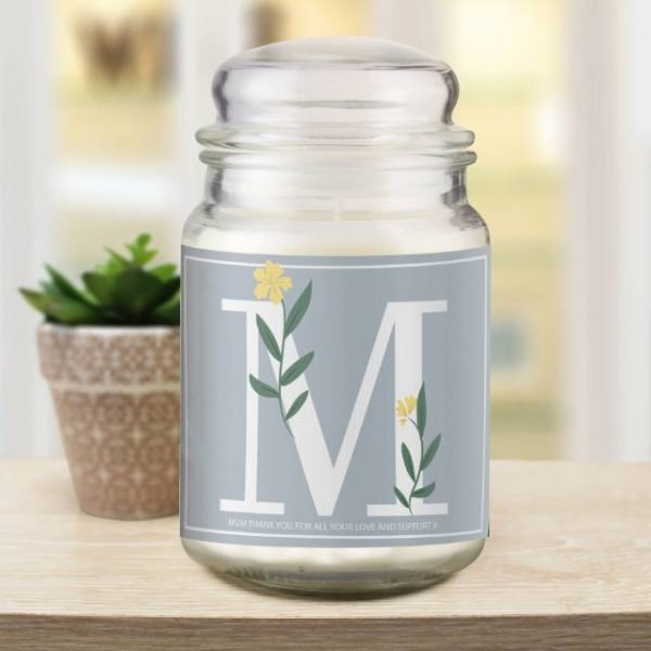 Personalised Floral Initial Candle Jar