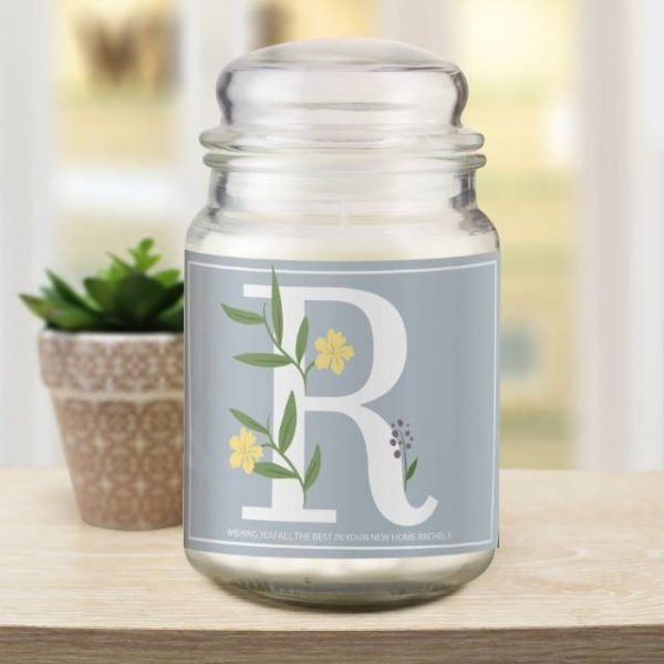 Personalised Floral Initial Candle Jar
