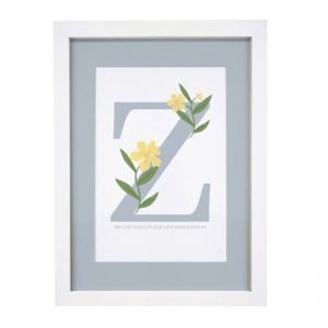 Personalised Floral Initial A4 Framed Print