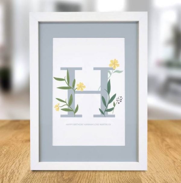 Personalised Floral Initial A4 Framed Print