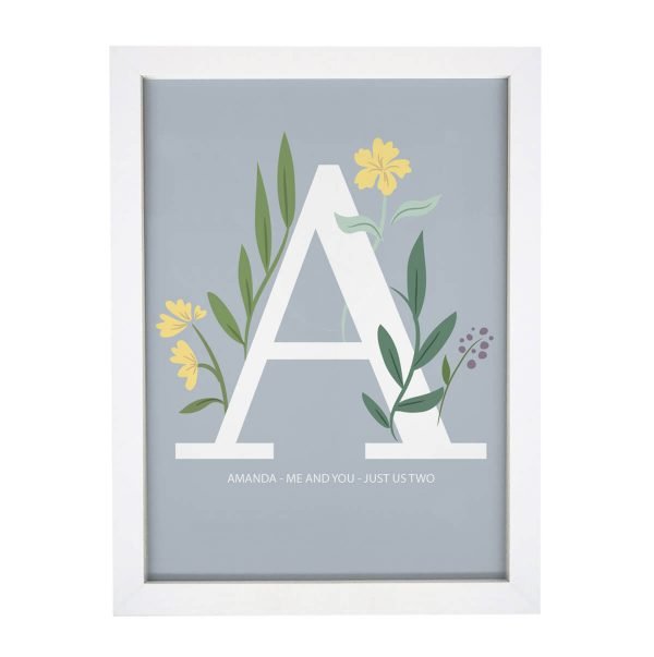 Personalised Floral Initial A3 Framed Print