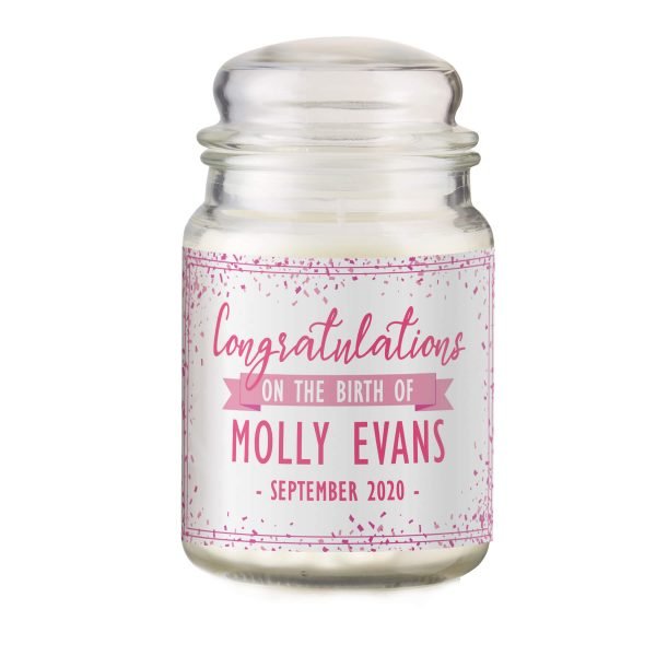 Personalised Congratulations on the Birth Candle Jar