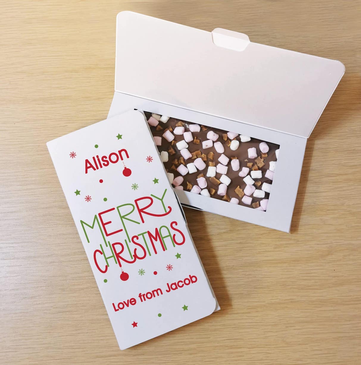 Personalised Merry Christmas Milk Chocolate Card