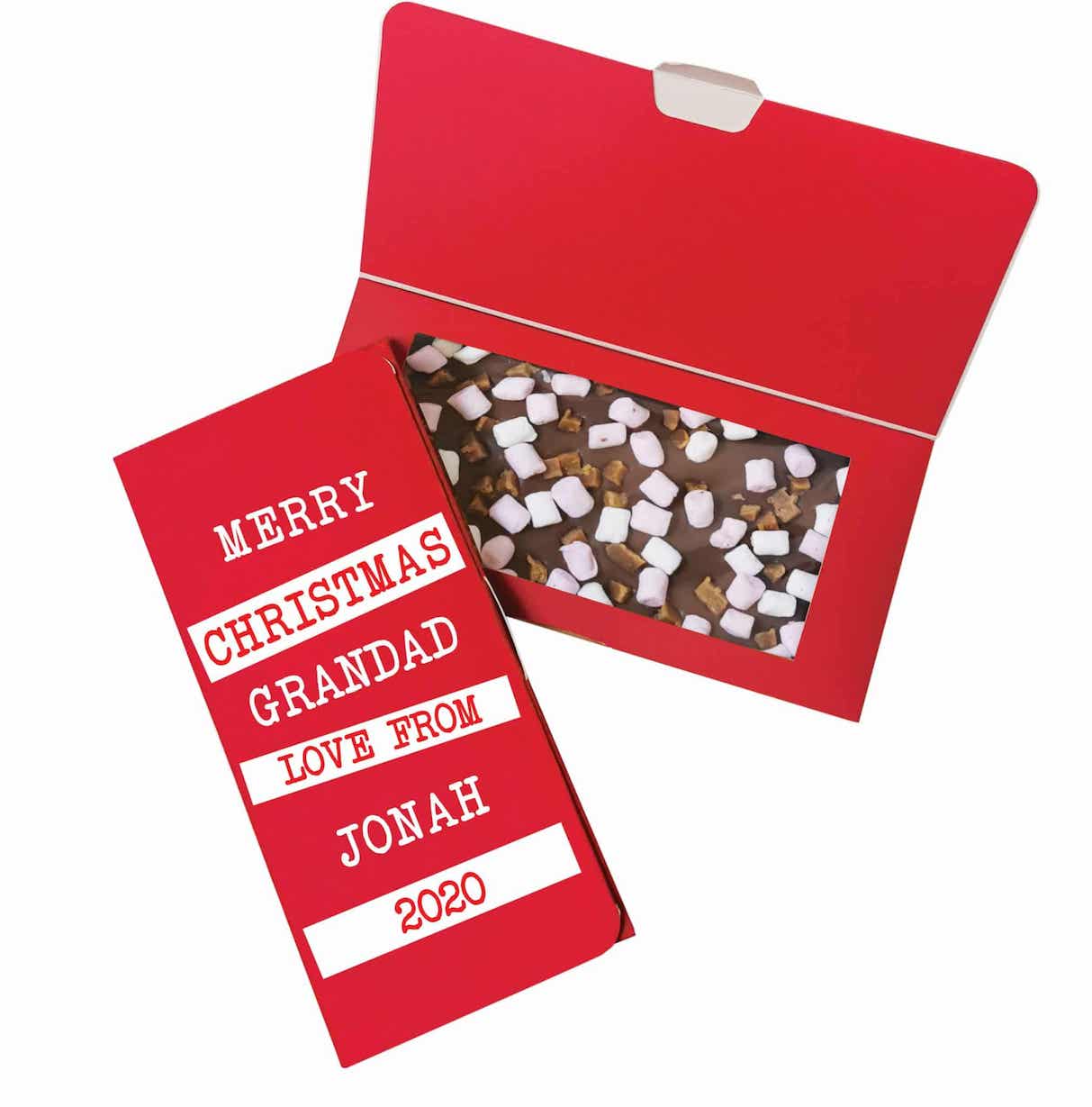 Personalised Merry Christmas Block out Milk Chocolate Card