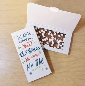 Personalised Merry Christmas Trees White Chocolate Card