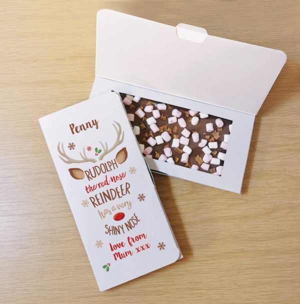 Personalised Rudolph Milk Chocolate Card