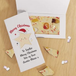 Personalised Merry Christmas Star White Chocolate Card