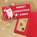 Personalised Merry Christmas Santa White Chocolate Card