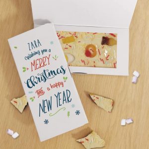 Personalised Wishing You A Merry Christmas White Chocolate Card