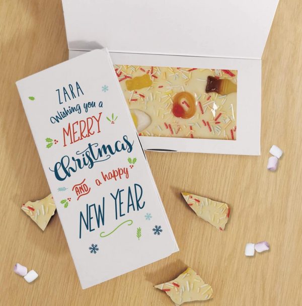Personalised Wishing You A Merry Christmas White Chocolate Card
