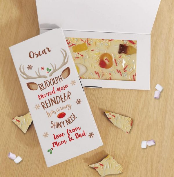 Personalised Rudolph White Chocolate Card