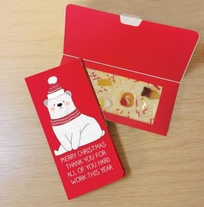 Personalised Merry Christmas Block out White Chocolate Card
