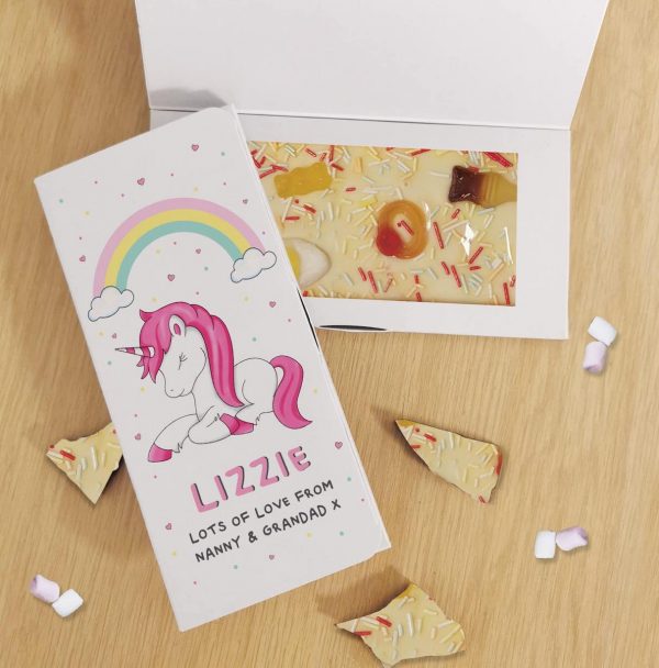 Personalised Unicorn White Chocolate Card