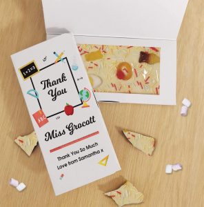 Personalised Merry Christmas Trees White Chocolate Card