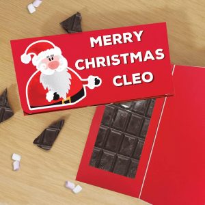 Personalised Merry Christmas Santa Dark Chocolate Card