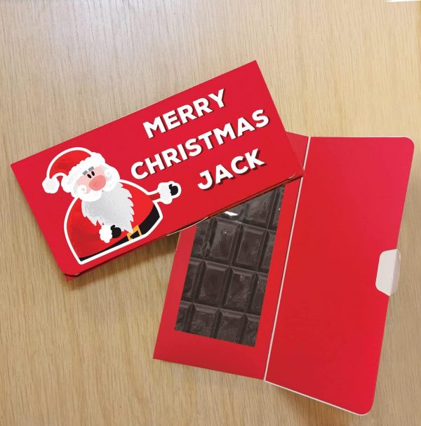 Personalised Merry Christmas Santa Dark Chocolate Card